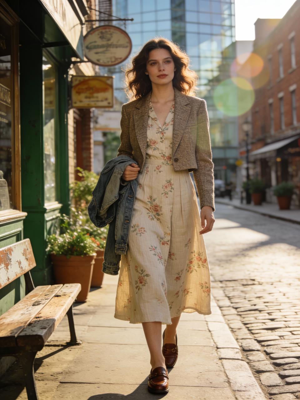 Linen Bloom Midi Dress