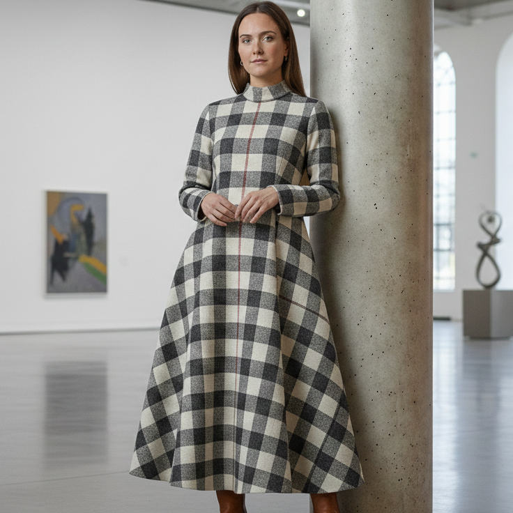 “Heritage Check A-Line Dress”