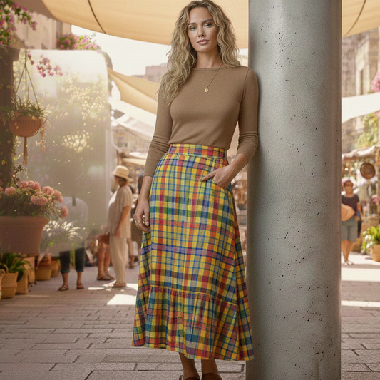 “Vintage Madras Market Skirt”