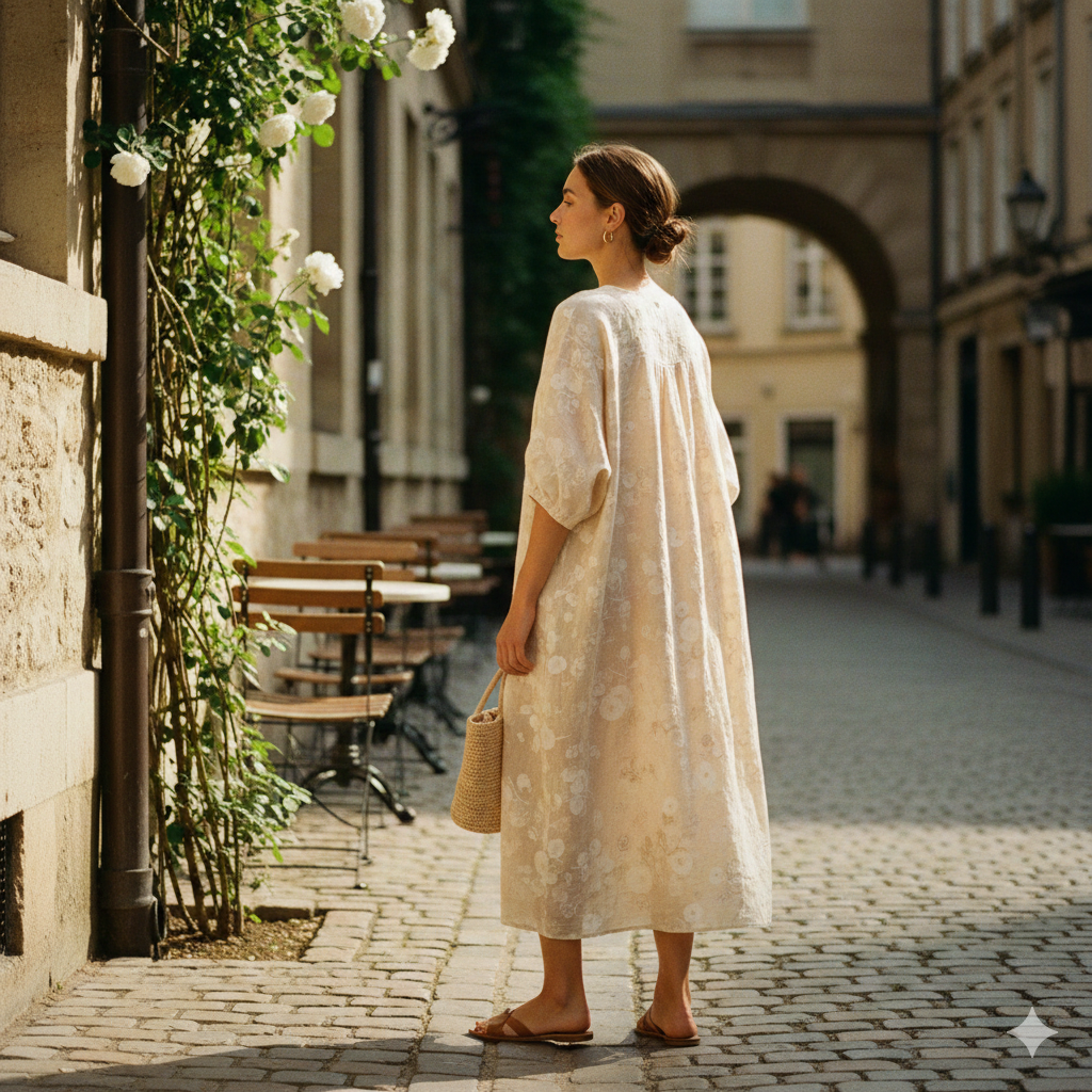 The Linen Bloom Midi Dress