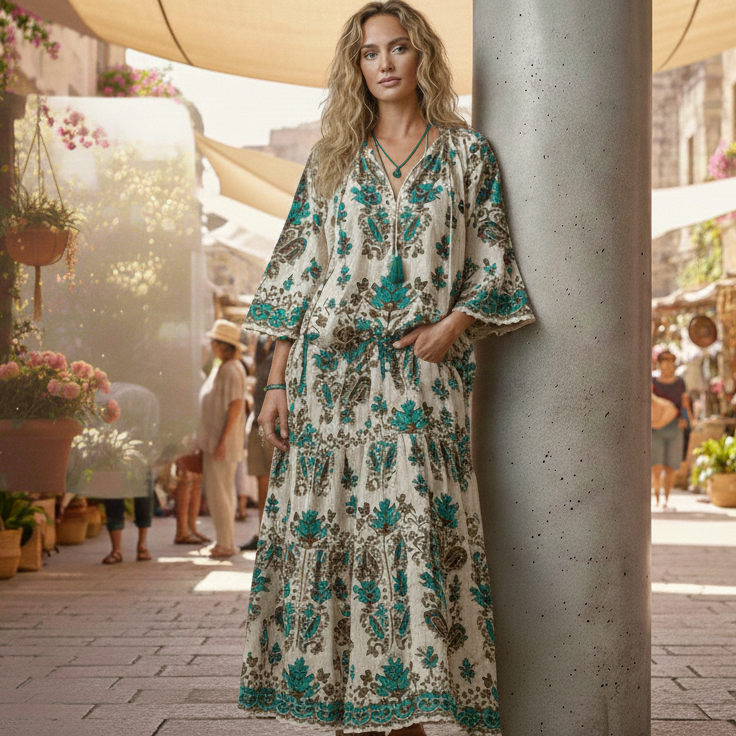 “Vintage Souk Floral Dress”