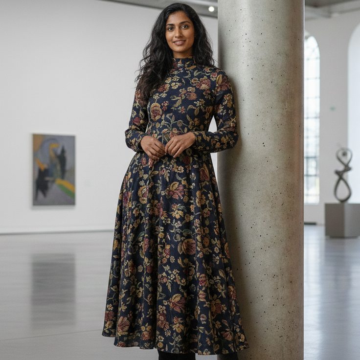 “Heritage Noir Floral Maxi”